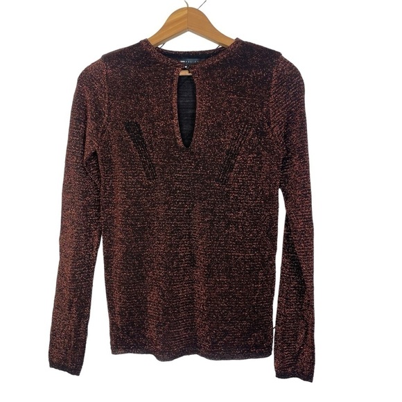 ASOS Metallic Orange Black Long Sleeve Top - Picture 1 of 5